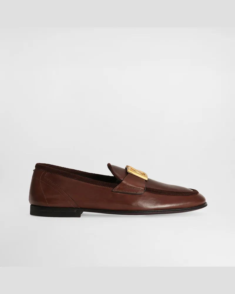 Dolce & Gabbana Calfskin Slippers - Mann Driver Und Mokassins Braun Leder Braun
