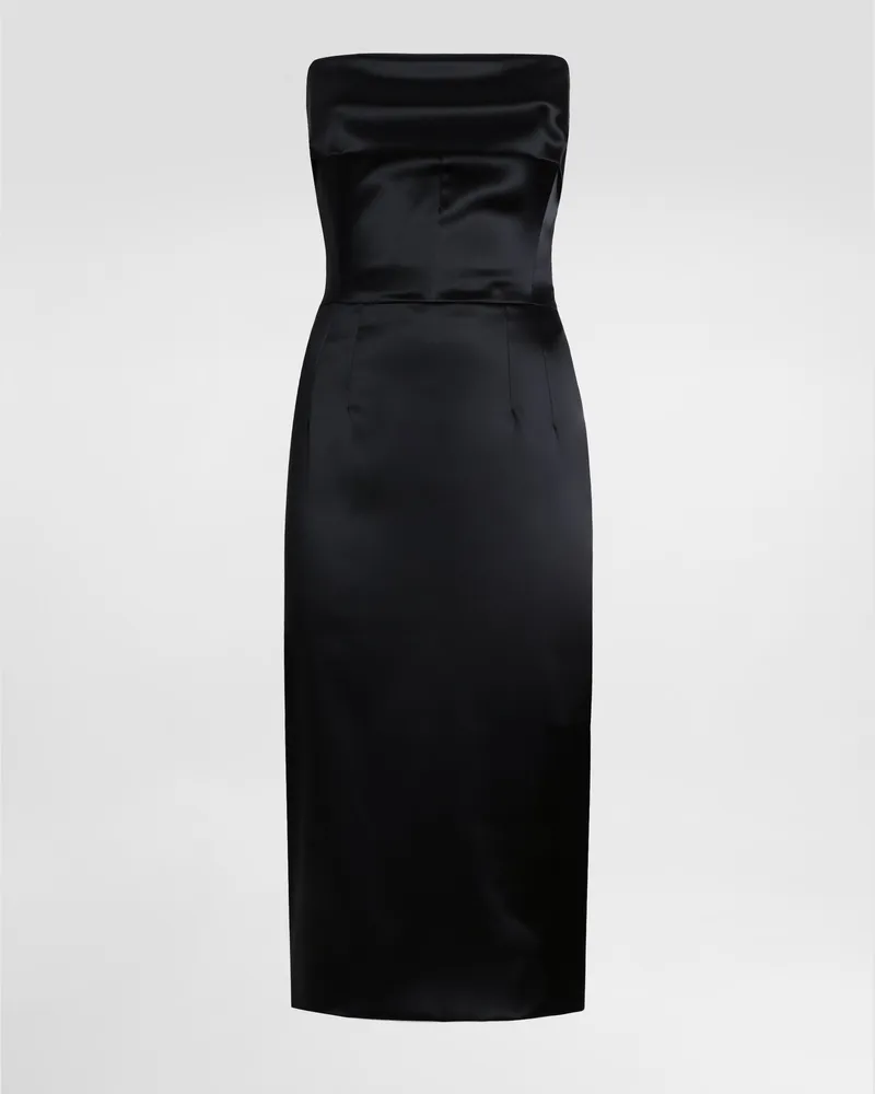 Dolce & Gabbana Longuette-schlauchkleid Im Bustier-stil Aus Satin - Frau Kleider Schwarz Satin Schwarz