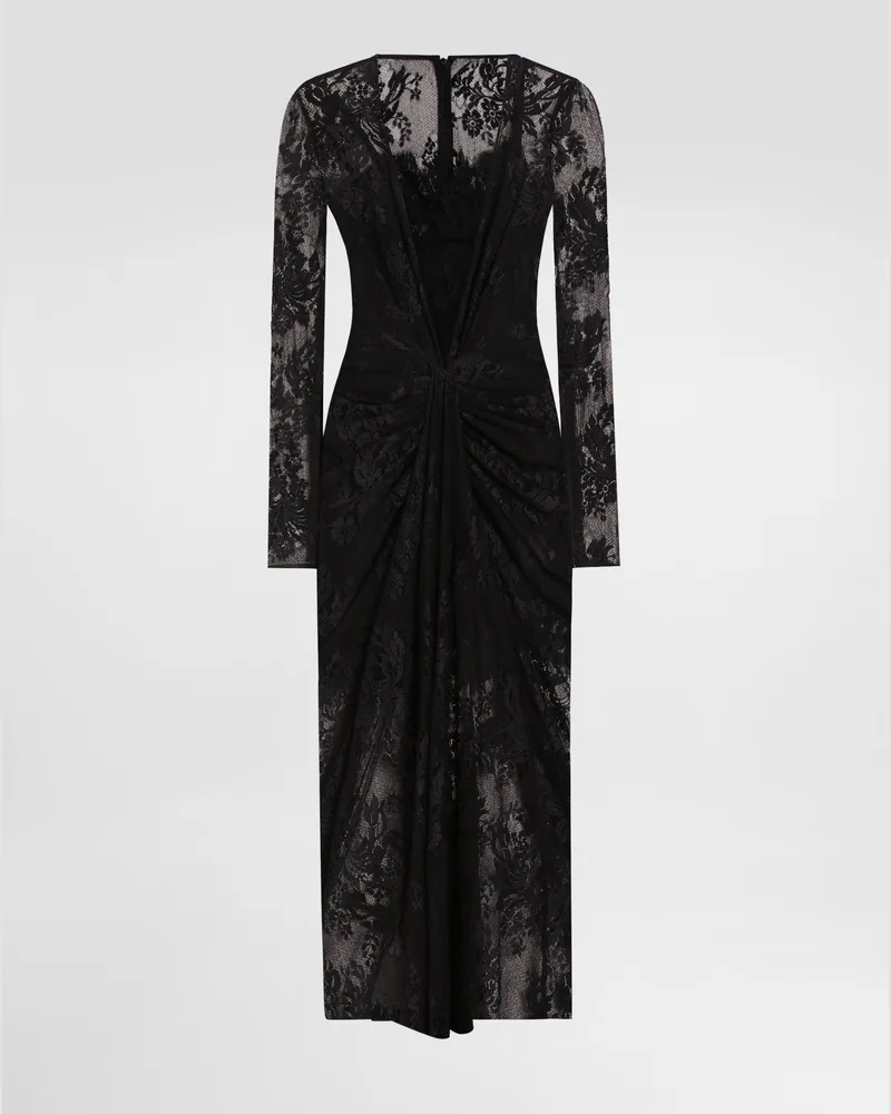 Dolce & Gabbana Kleid Aus Floraler Spitze - Frau Kleider Schwarz Schwarz
