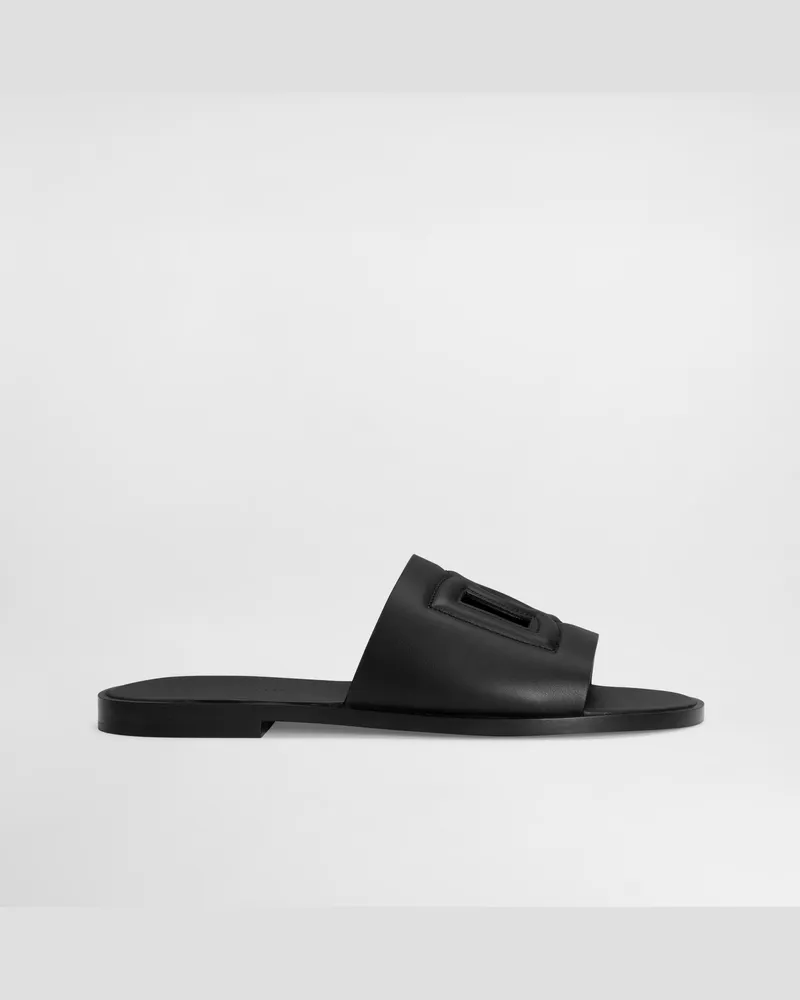 Dolce & Gabbana Pantolette Aus Kalbsleder - Mann Sandalen Und Slides Schwarz Leder Schwarz