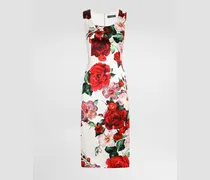 Ärmelloses Longuettekleid Aus Satin Rosenprint - Frau Kleider Drucken