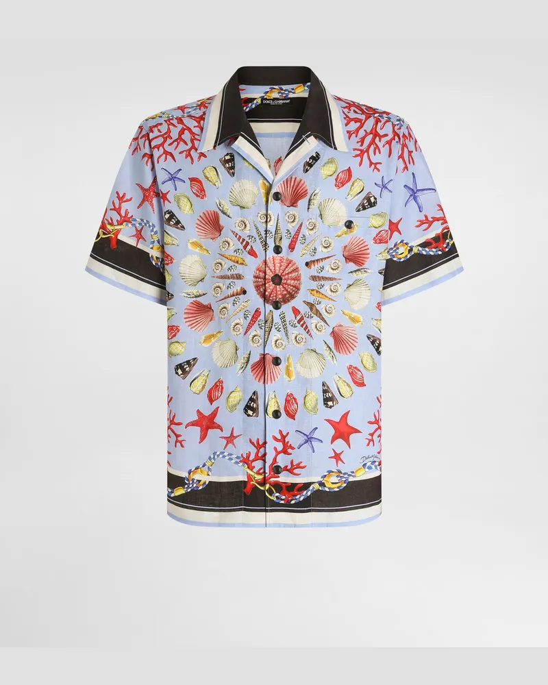 Dolce & Gabbana Shell-print Hawaii Linen Canvas Shirt - Mann Hemden Multicolor Multicolor