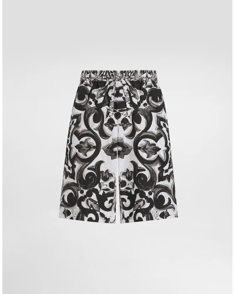 Dolce & Gabbana Hose Aus Popeline Mit Majolika-print - Mann Hosen Und Shorts Mehrfarbig Mehrfarbig