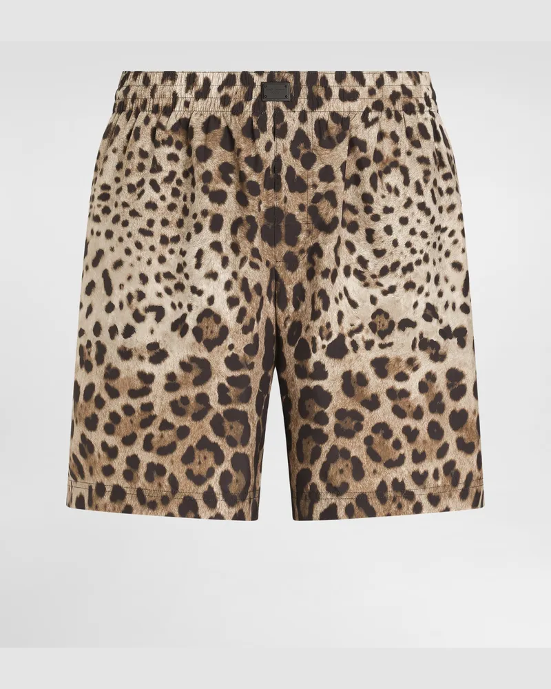 Dolce & Gabbana Mittellange Badeshorts Leoprint - Mann Beachwear Animalprint Drucken