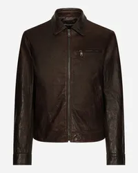 Dolce & Gabbana Lederjacke Braun