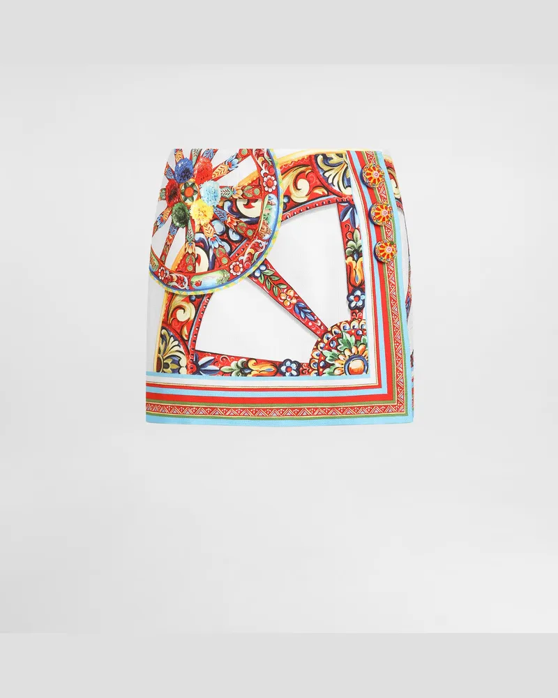 Dolce & Gabbana Minirock Aus Mattengewebe Mit Carretto-print - Frau Röcke Mehrfarbig Multicolor