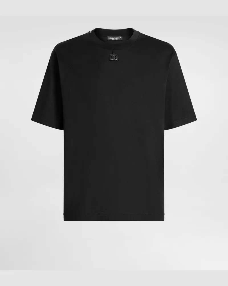 Dolce & Gabbana Cotton T-shirt With Patch - Mann T-shirts Und Polos Schwarz Black