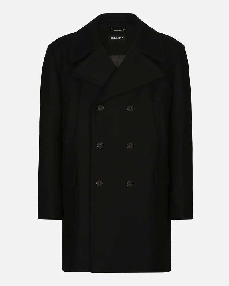 Dolce & Gabbana Wool Pea Coat - Mann Mäntel Und Jacken Schwarz Schwarz