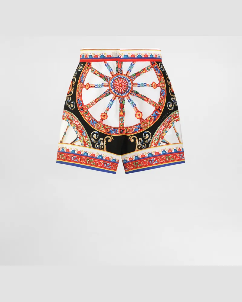 Dolce & Gabbana Shorts Aus Popeline Mit Carretto-print - Frau Hosen Und Shorts Mehrfarbig Mehrfarbig