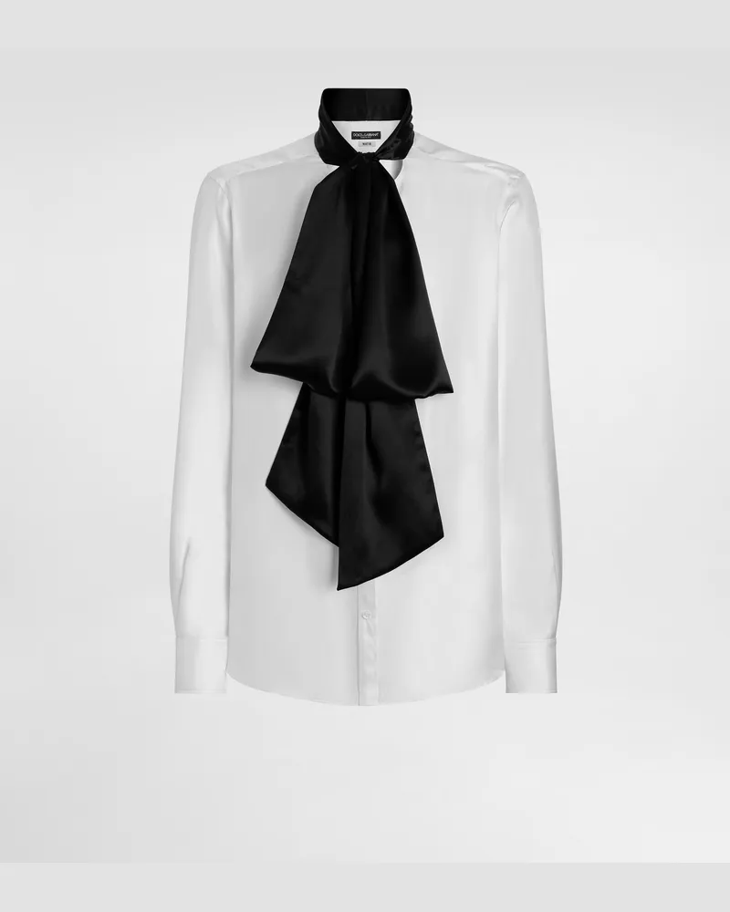 Dolce & Gabbana Gold Silk Twill Shirt - Mann Hemden Wei White