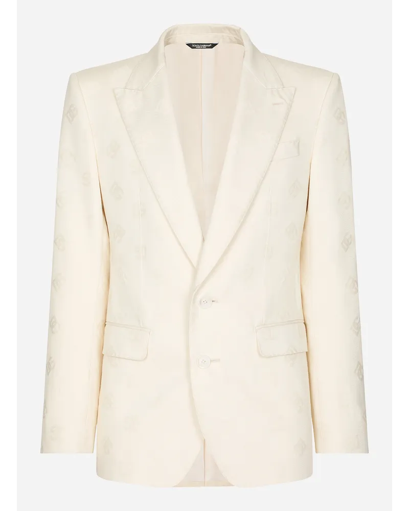 Dolce & Gabbana Einreihige Jacke Sicilia Baumwolljacquard DG Weiss