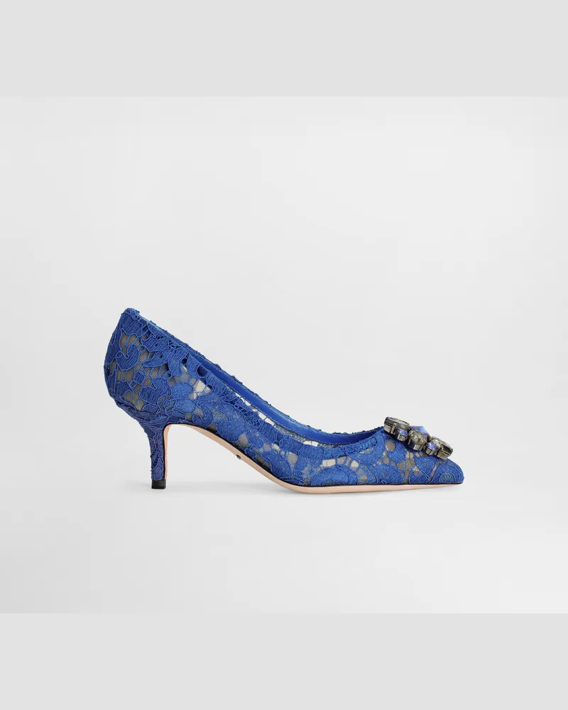 Dolce & Gabbana Lace Rainbow Pumps With Brooch Detailing - Frau Pumps Und Slingbacks Blau Spitze Blau