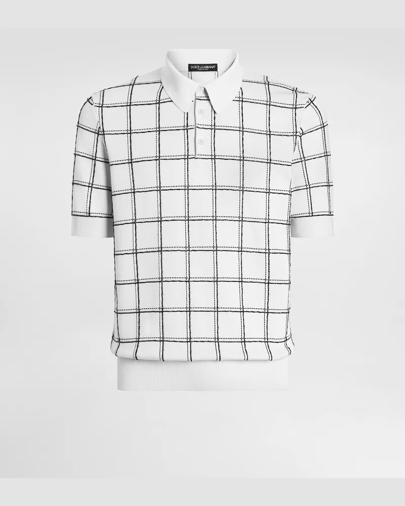 Dolce & Gabbana Silk Polo Shirt With Intarsia And Embroidery - Mann Strickwaren Schwarz Multicolor
