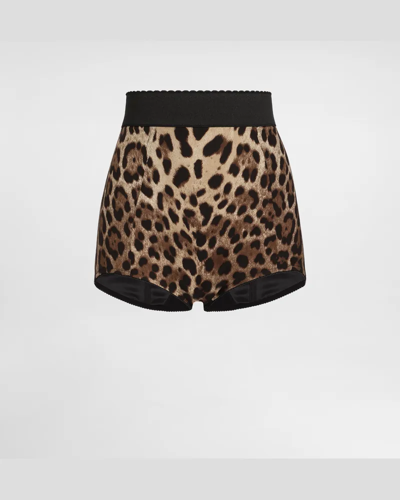 Dolce & Gabbana Culotte Aus Charmeuse Leoprint - Frau Hosen Und Shorts Animalprint Seide Animal-print