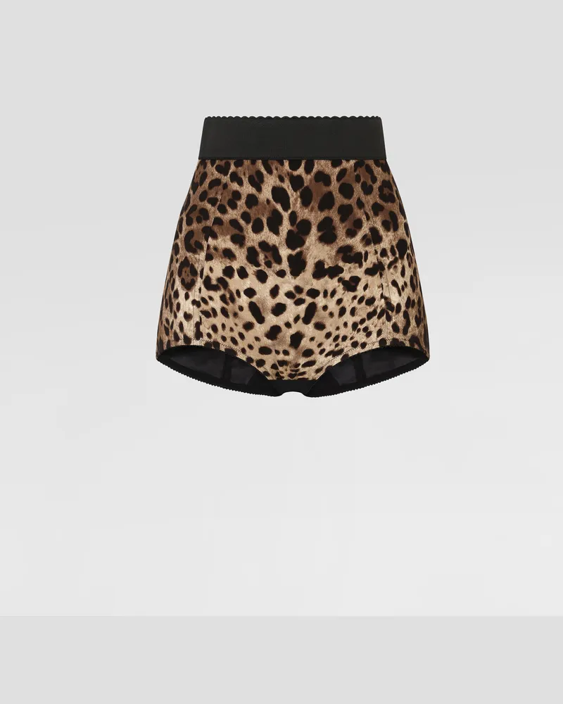 Dolce & Gabbana Culotte Aus Charmeuse Leoprint - Frau Hosen Und Shorts Animalprint Seide Animal-print