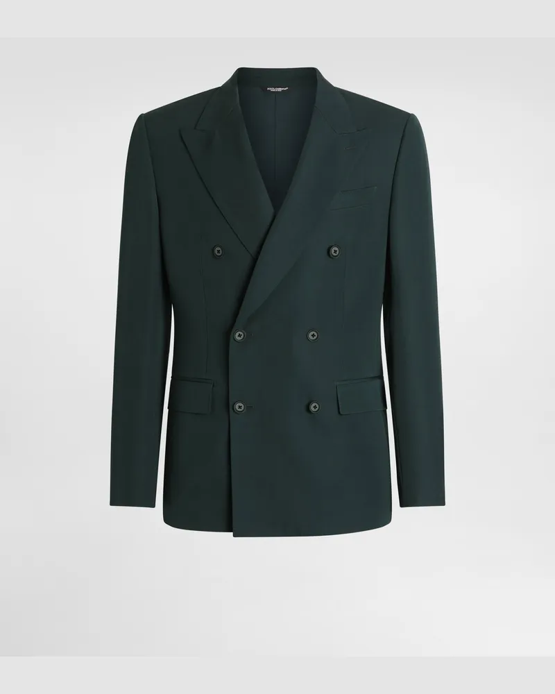Dolce & Gabbana Zweireihige Jacke Aus Wolle In Leinwandbindung - Mann Anzüge Und Blazer Grün Grün