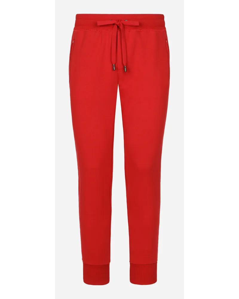 Dolce & Gabbana Jogginghose aus Jersey mit Logoplakette Rot