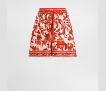 Bermudas Aus Seide Mit Majolika-print - Frau Hosen Und Shorts Mehrfarbig