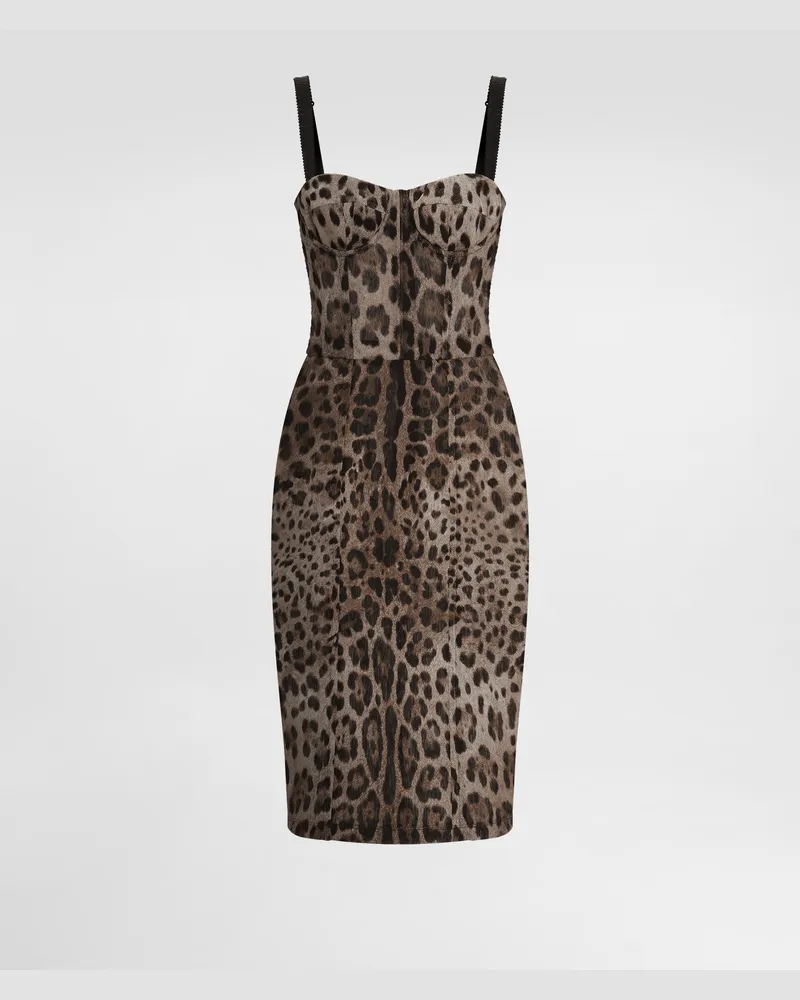 Dolce & Gabbana Bustierkleid Aus Tüll Mit Leoprint - Frau Kleider Animalprint Mehrfarbig