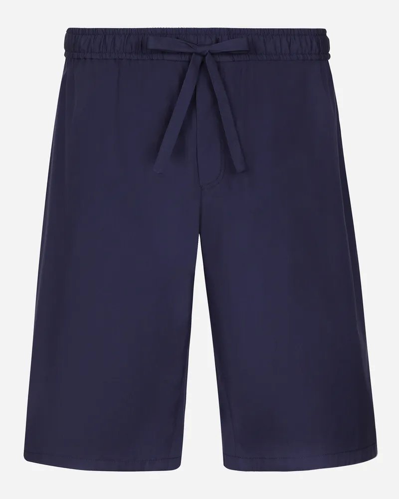 Dolce & Gabbana Jogging-bermudashorts Aus Baumwolle Mit Logoplakette - Mann Hosen Und Shorts Blau Baumwolle Blau
