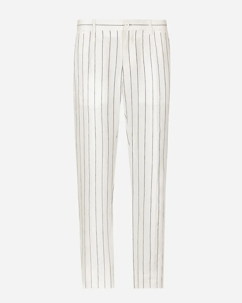 Dolce & Gabbana Nadelstreifenhose Aus Leinen - Mann Hosen Und Shorts #n/d Weiss