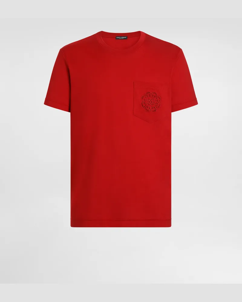 Dolce & Gabbana T-shirt Aus Baumwolle Mit Logo-stickerei - Mann T-shirts Und Polos Rot Rot