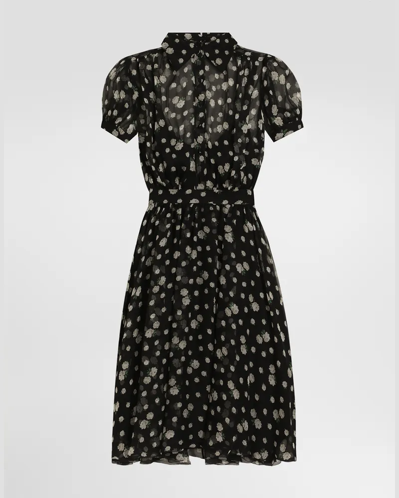 Dolce & Gabbana Small Rose And Polka Dot-print Chiffon Dress - Frau Kleider Mehrfarbig Mehrfarbig