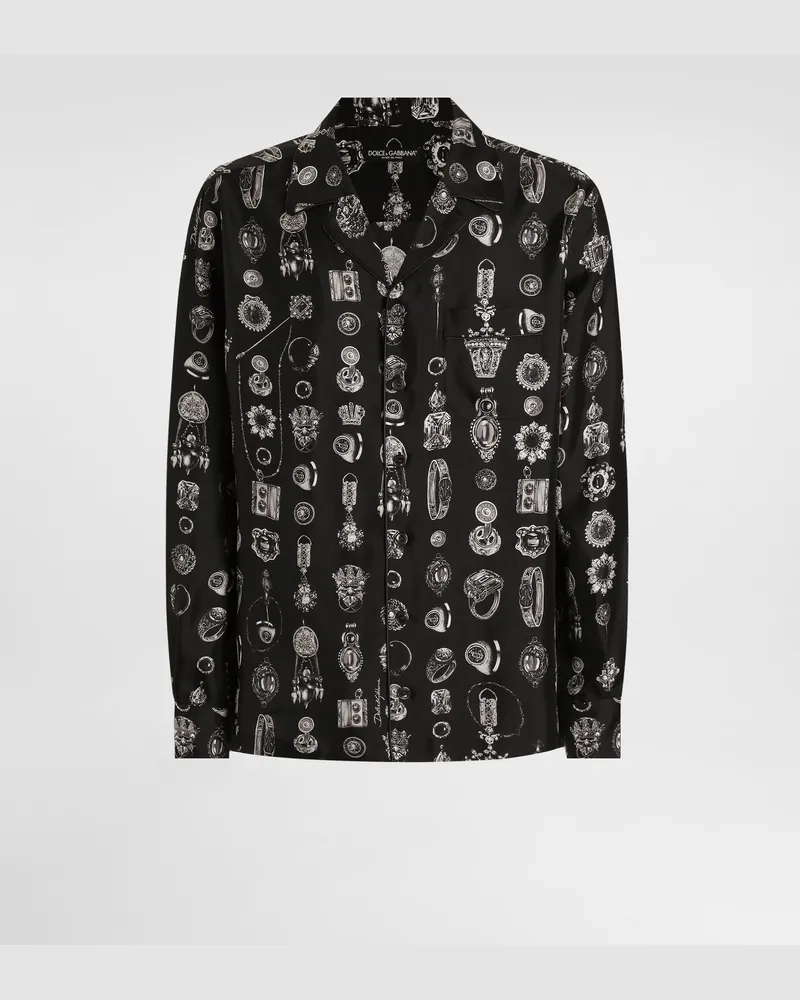 Dolce & Gabbana Hemd Vanity Aus Seidentwill Mit Schmuck-print - Mann Hemden Drucken Drucken