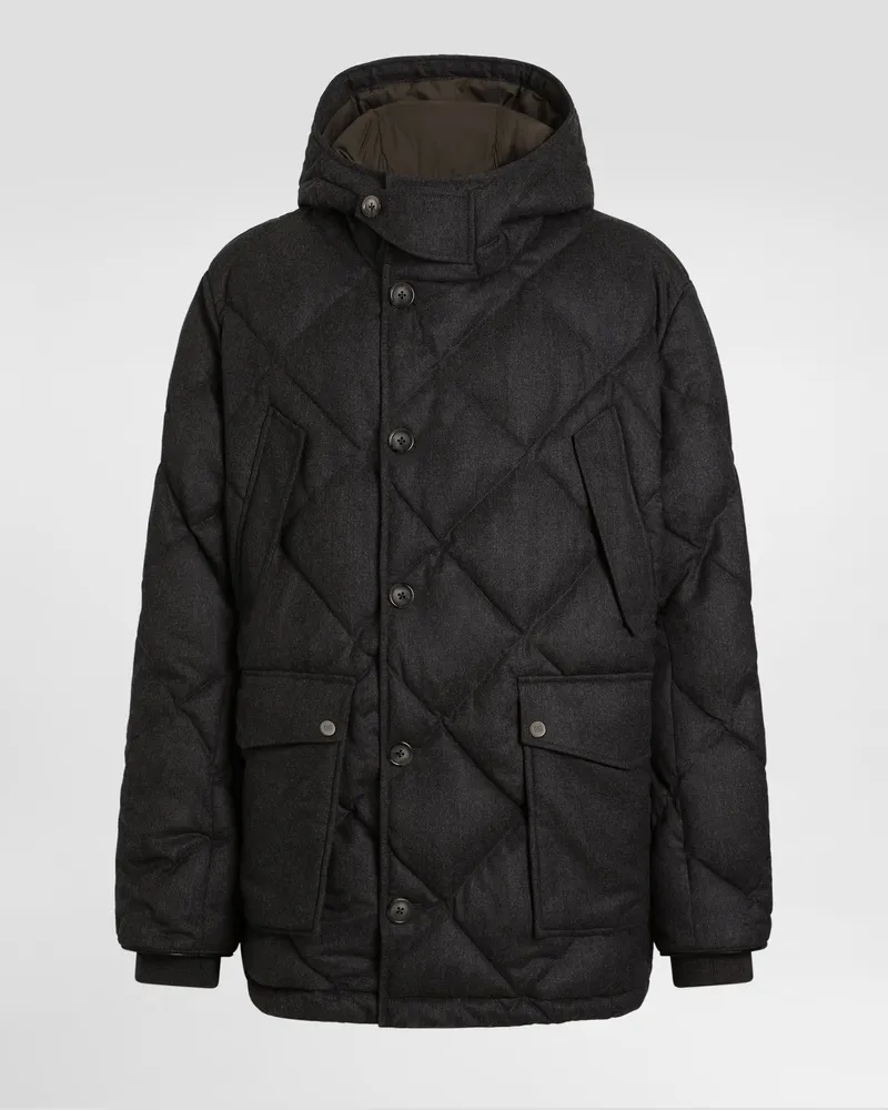 Dolce & Gabbana Daunenjacke Aus Schurwollflanell - Mann Mäntel Und Jacken Grau Grau