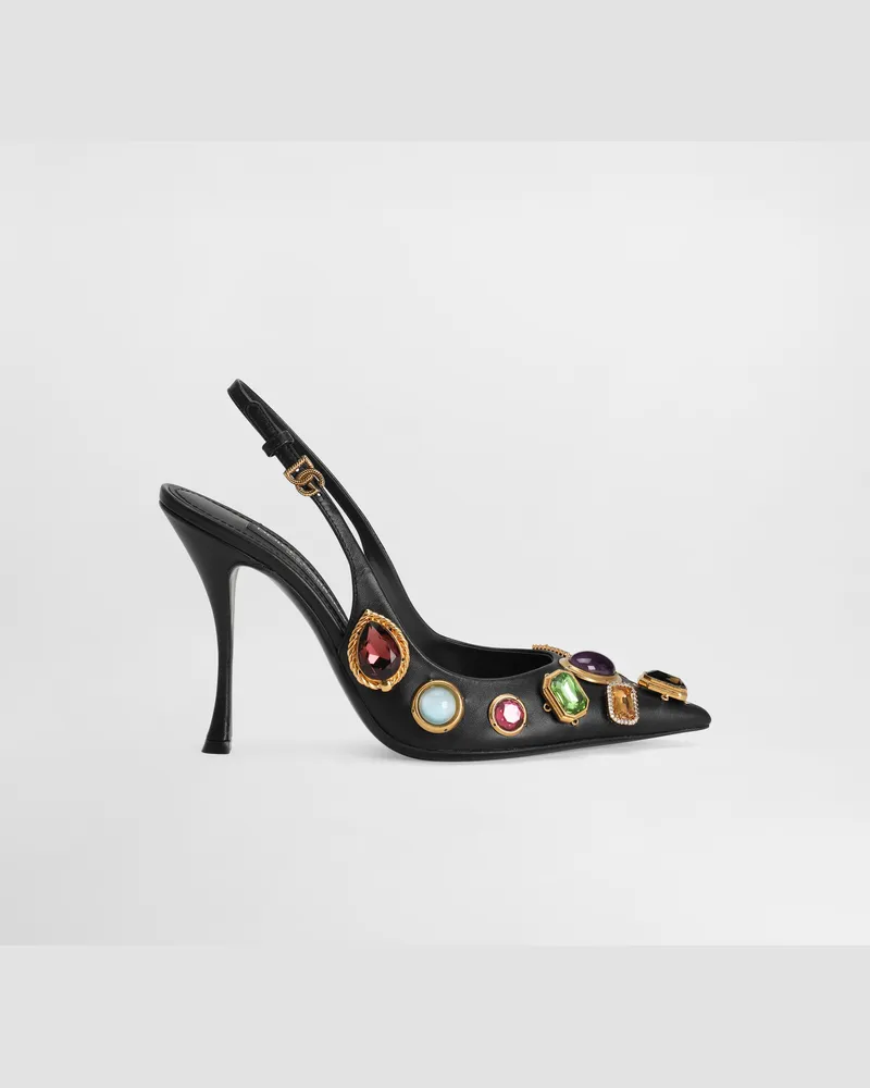 Dolce & Gabbana Slingback Mit Schmucksteinstickerei - Frau Pumps Und Slingbacks Mehrfarbig Mehrfarbig