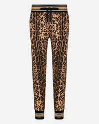 Dolce & Gabbana Jogginghose Crespo im Leoprint mit Plakette Print