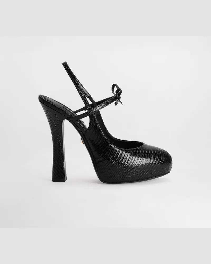 Dolce & Gabbana Lizard Skin Slingbacks - Frau Pumps Und Slingbacks Schwarz Black