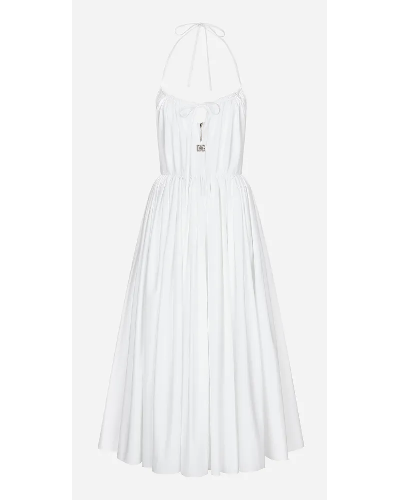 Dolce & Gabbana Longuette-Kleid mit Tellerrock aus Baumwolle Weiss