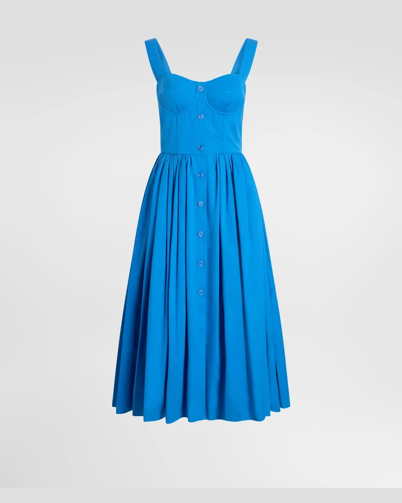 Dolce & Gabbana Kleid Aus Baumwolle - Frau Kleider Azurblau Azurblau