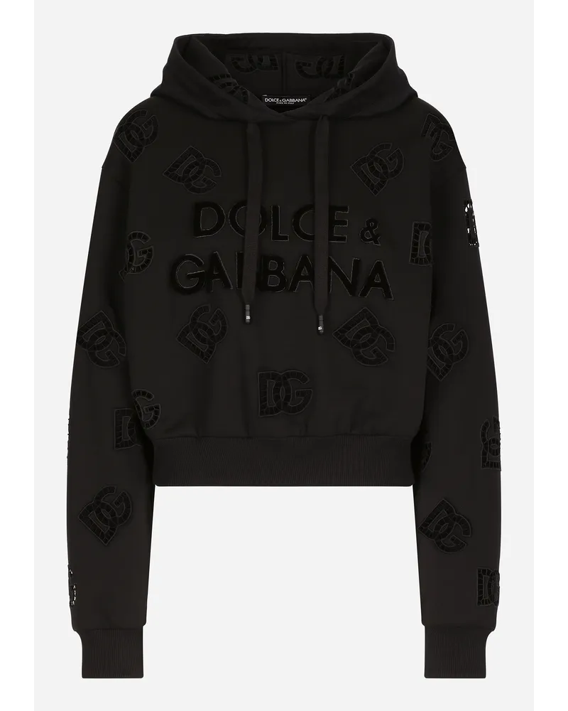 Dolce & Gabbana Sweatshirt aus Jersey mit Cut-out-Stickerei DG-Logo Schwarz