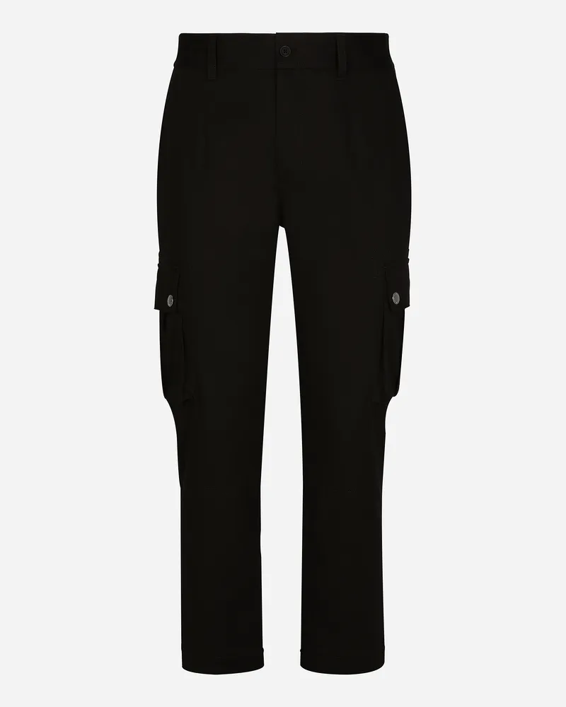 Dolce & Gabbana Cargohose Baumwolle Mit Logoplakette - Mann Hosen Und Shorts Schwarz Baumwolle Schwarz