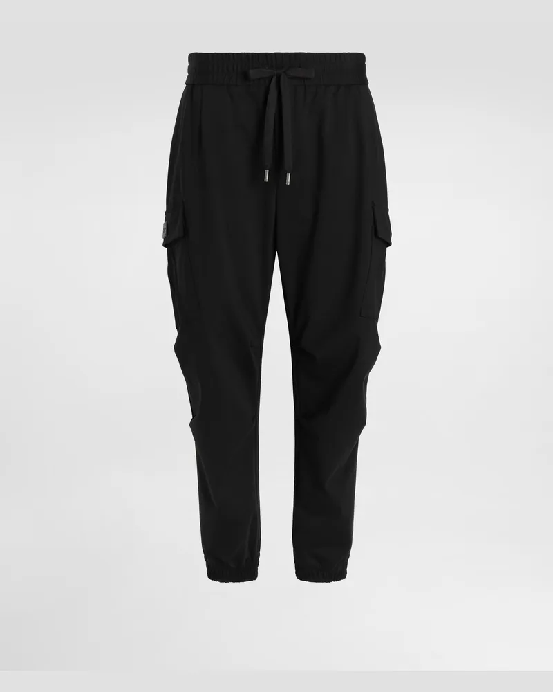 Dolce & Gabbana Cargohose Aus Baumwolle Mit Plakette - Mann Hosen Und Shorts Schwarz Schwarz