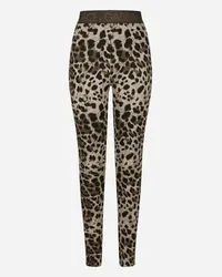 Dolce & Gabbana Leggings aus Jersey-Jacquard Leomuster Mehrfarbig