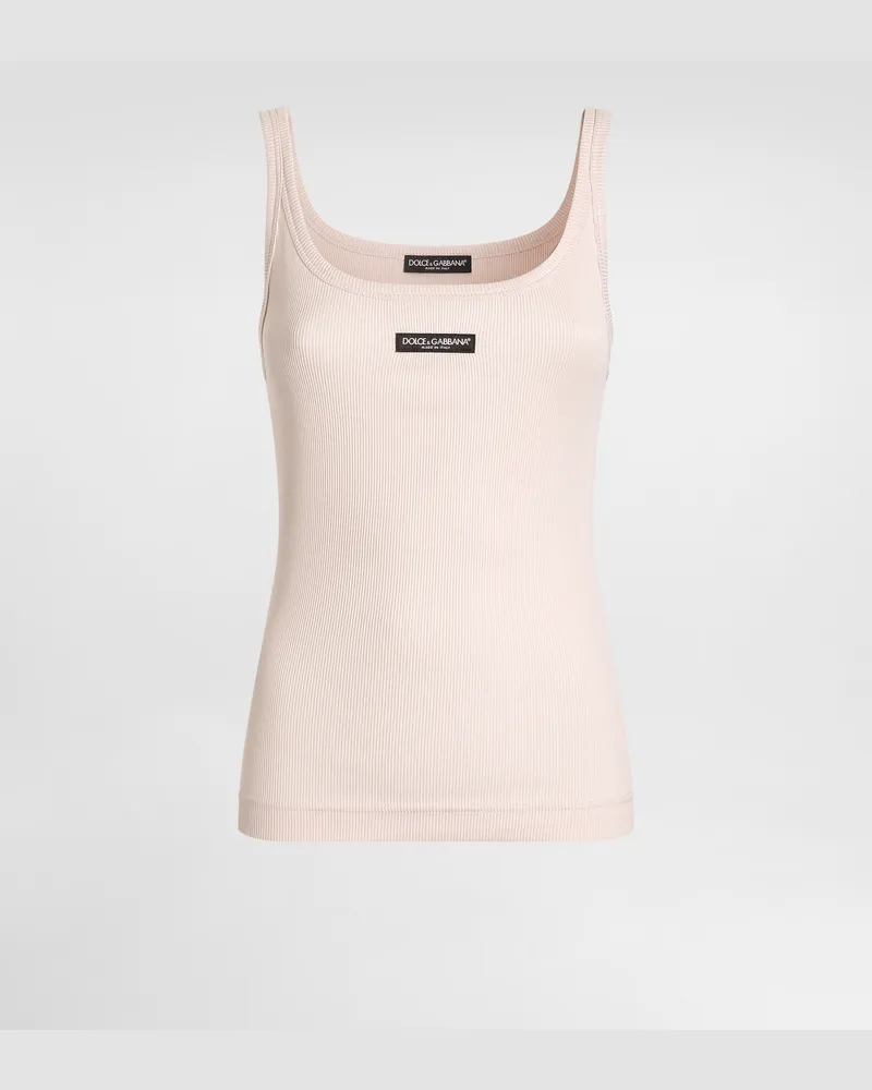 Dolce & Gabbana Ribbed Tank Top� - Frau T-shirts Und Sweatshirts Rosa Baumwolle Rosa