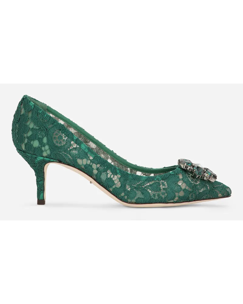 Dolce & Gabbana Lace rainbow pumps with brooch detailing Smaragdgrün