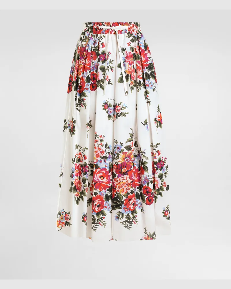Dolce & Gabbana Flower Bouquet-print Skirt With Pleats - Frau Röcke Mehrfarbig Mehrfarbig