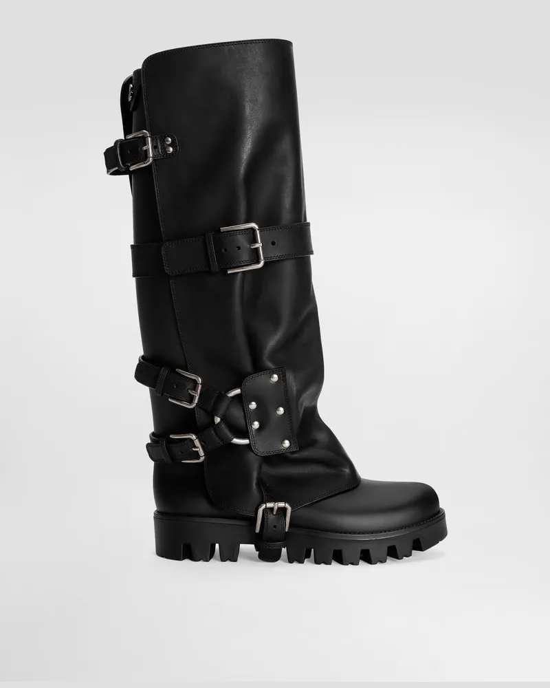Dolce & Gabbana Boots In Rubber And Calfskin - Frau Stiefel Und Siefeletten Schwarz Black