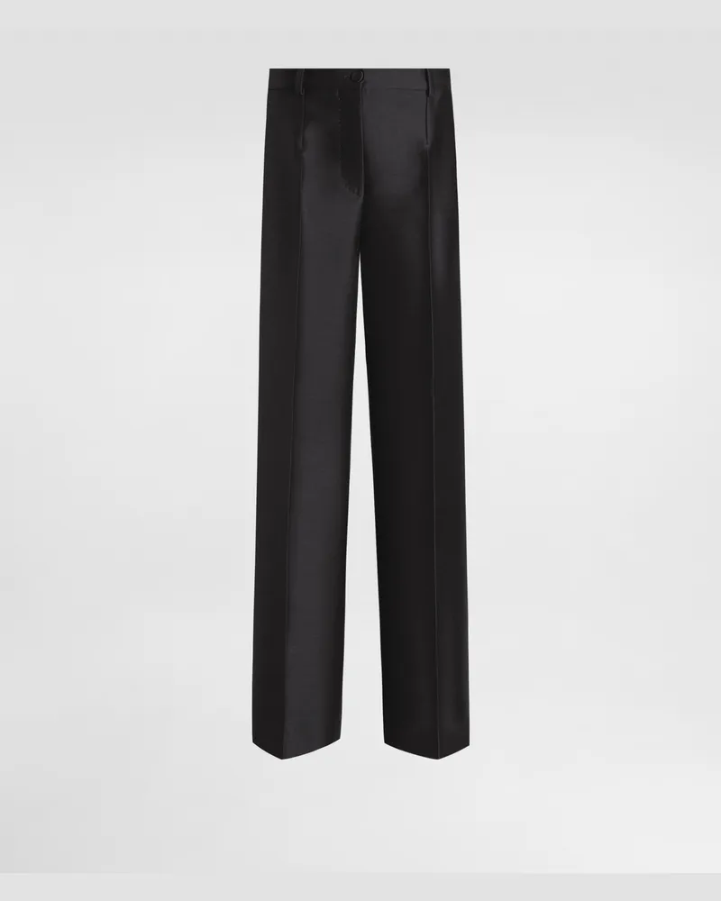 Dolce & Gabbana Hose Aus Faille Aus Wolle Und Seide - Frau Hosen Und Shorts Schwarz Schwarz