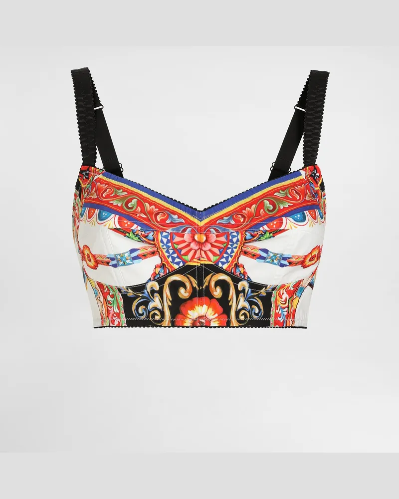 Dolce & Gabbana Top Aus Popeline Mit Carretto-print - Frau Blusen Und Tops Mehrfarbig Multicolor