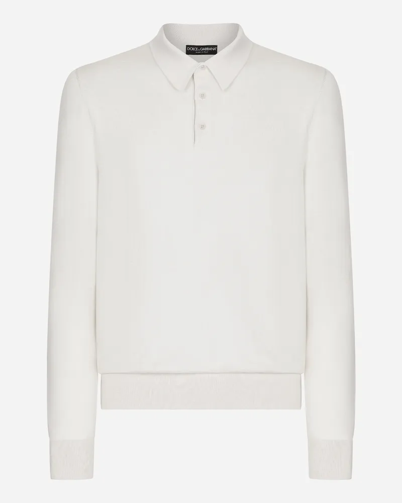 Dolce & Gabbana Poloshirt Aus Kaschmir Und Seide - Mann Strickwaren Wei Weiss