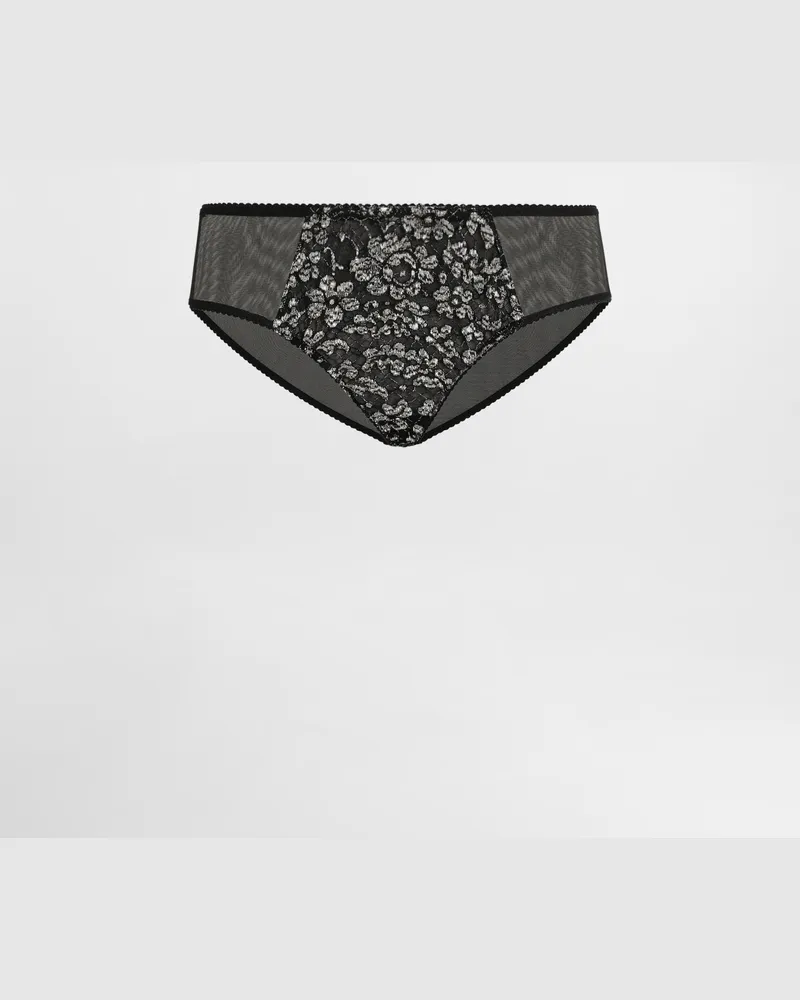 Dolce & Gabbana Tulle And Lace Briefs - Frau Unterwäsche Schwarz Black