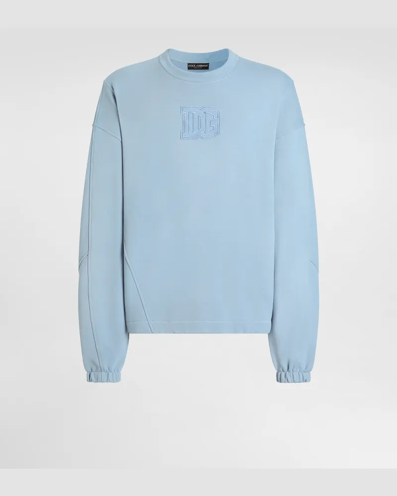 Dolce & Gabbana Treated Cotton Sweatshirt - Mann Sweatshirts Hellblau Azurblau