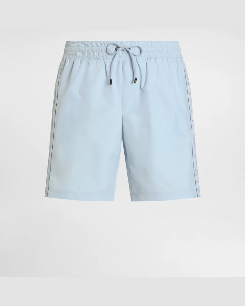 Dolce & Gabbana Badeboxershorts Aus Canvas - Mann Beachwear Hellblau Azurblau