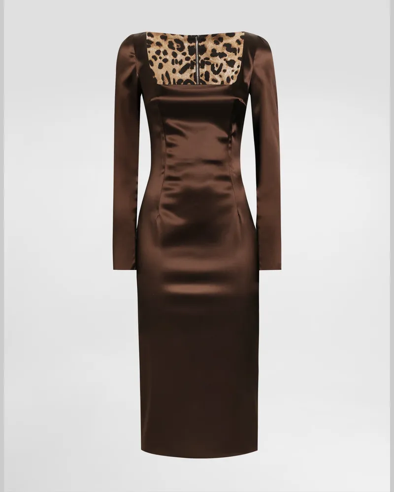 Dolce & Gabbana Kleid Aus Stretchsatin - Frau Kleider Braun Satin Braun