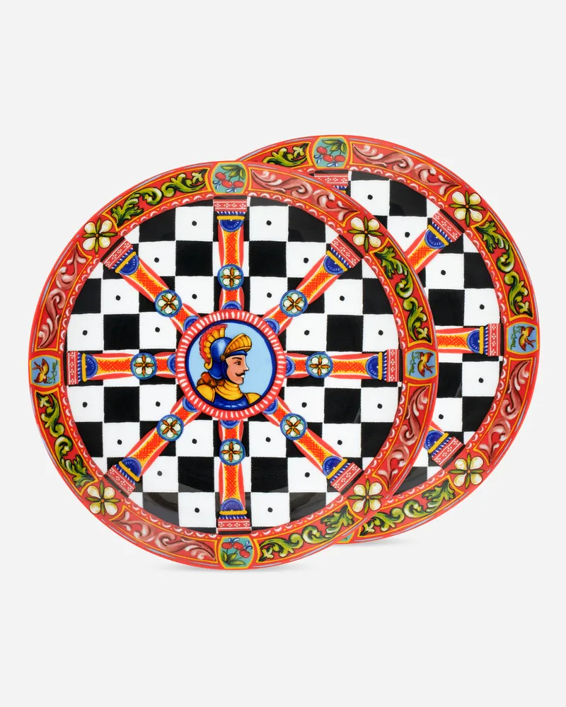 Dolce & Gabbana Set 2 Porcelain Dinner Plates - Flache Teller Mehrfarbig Mehrfarbig